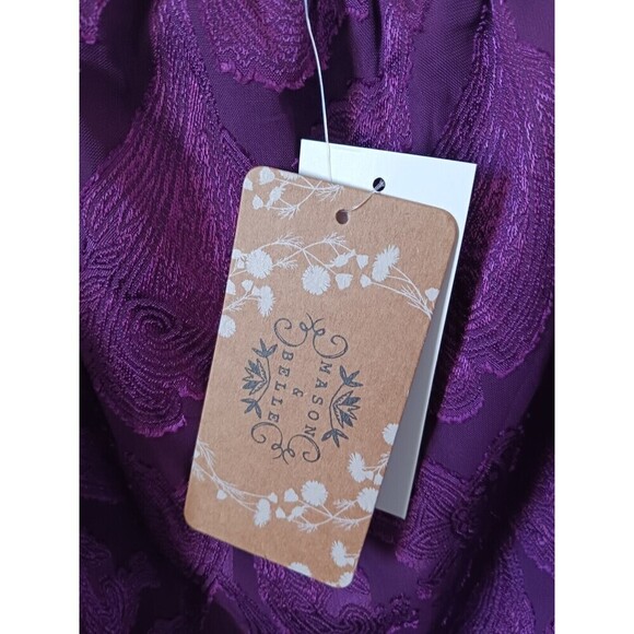 Mason & Belle Womens Blouse Top Floral Metallic‎ Long Sleeve Purple Size L - Picture 5 of 7